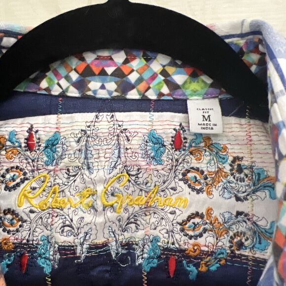 Robert Graham Shirt Mens M Multicolor Plaid Long Sleeve Flip Cuff Button Up - Picture 3 of 11